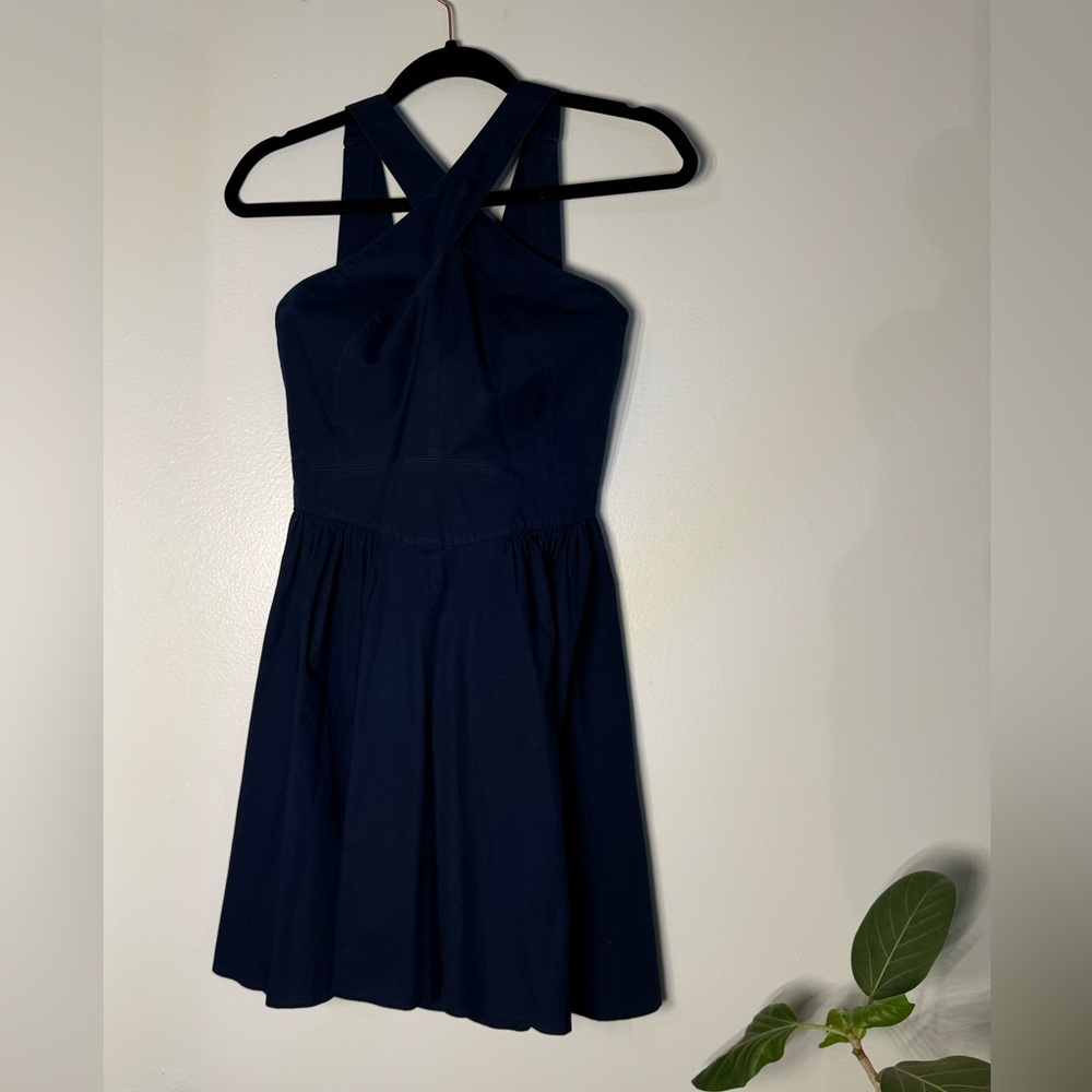 Moda International Blue Halter Fit and Flare Dress